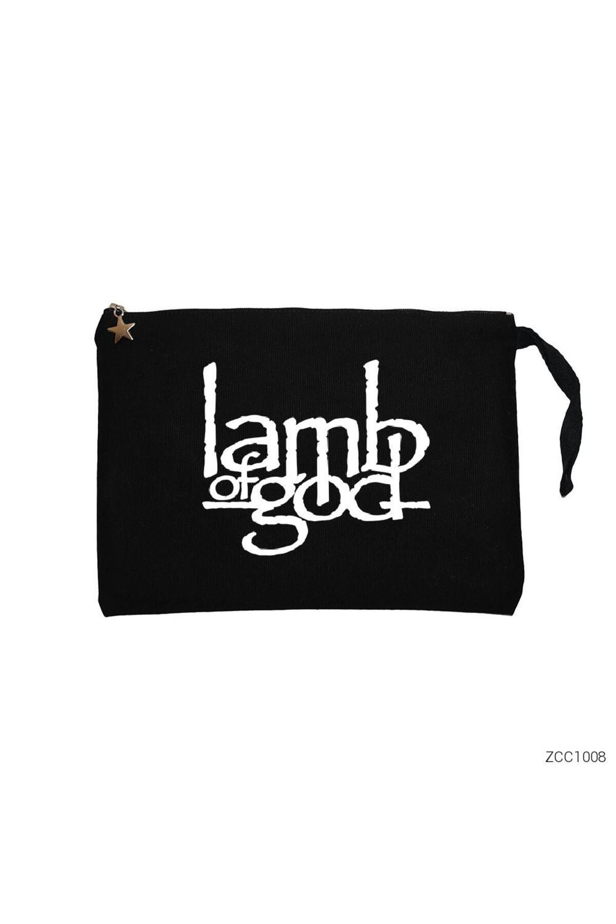 Z zepplin Lamb of God Logo Siyah Clutch Astarlı Cüzdan / El Çantası