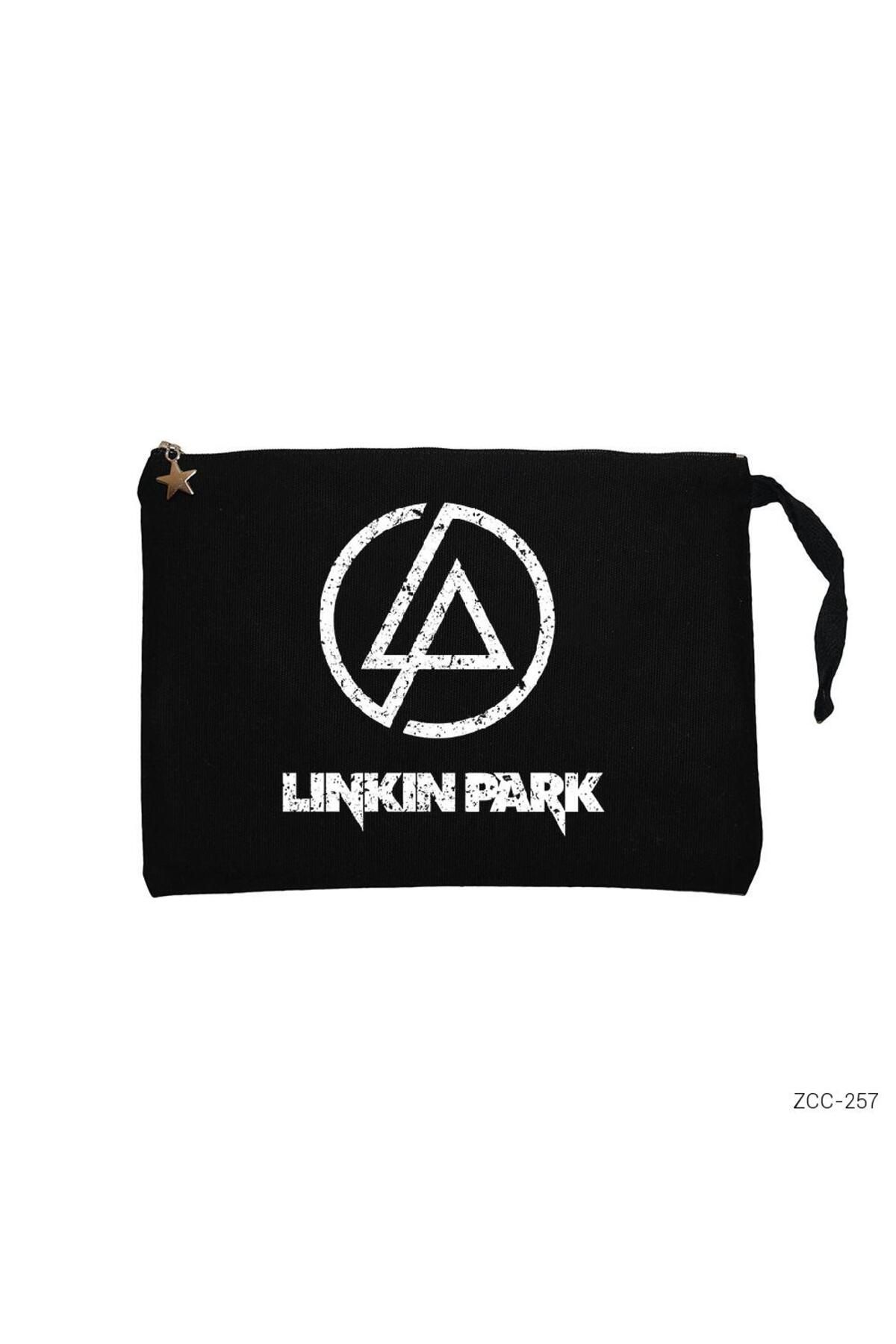 Z zepplin Linkin Park Logo Siyah Clutch Astarlı Cüzdan / El Çantası