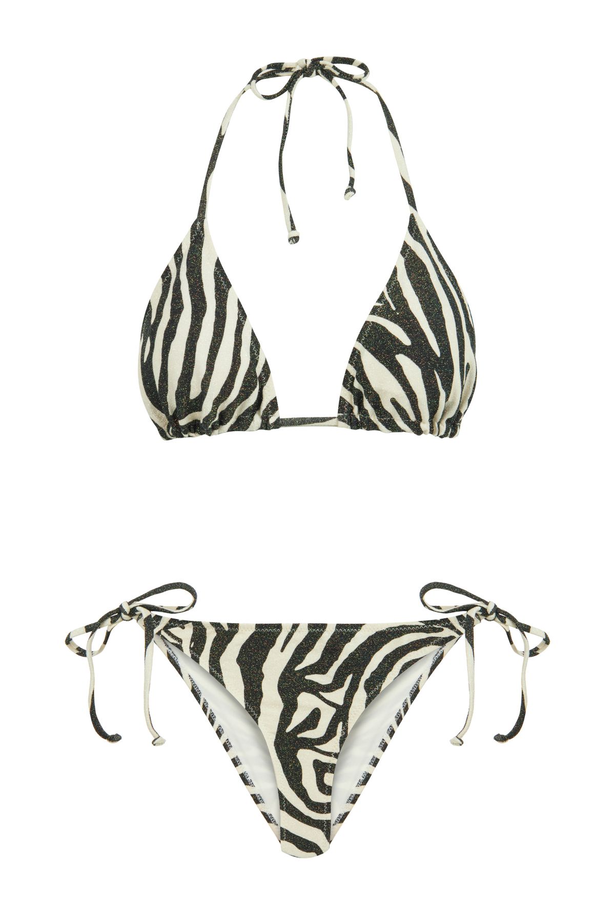 AQUELLA Simli Zebra Üçgen Bikini Takım