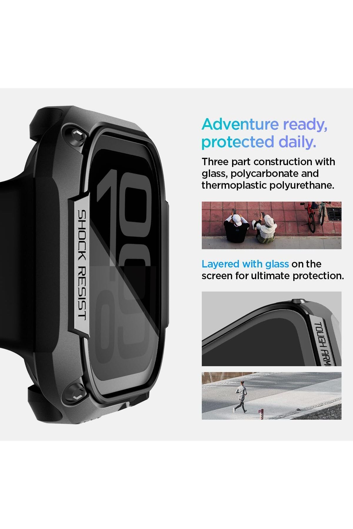 Spigen-Tough Armor for Apple Watch Series 10 (46mm) Case with built in Screen Protector - Black 5