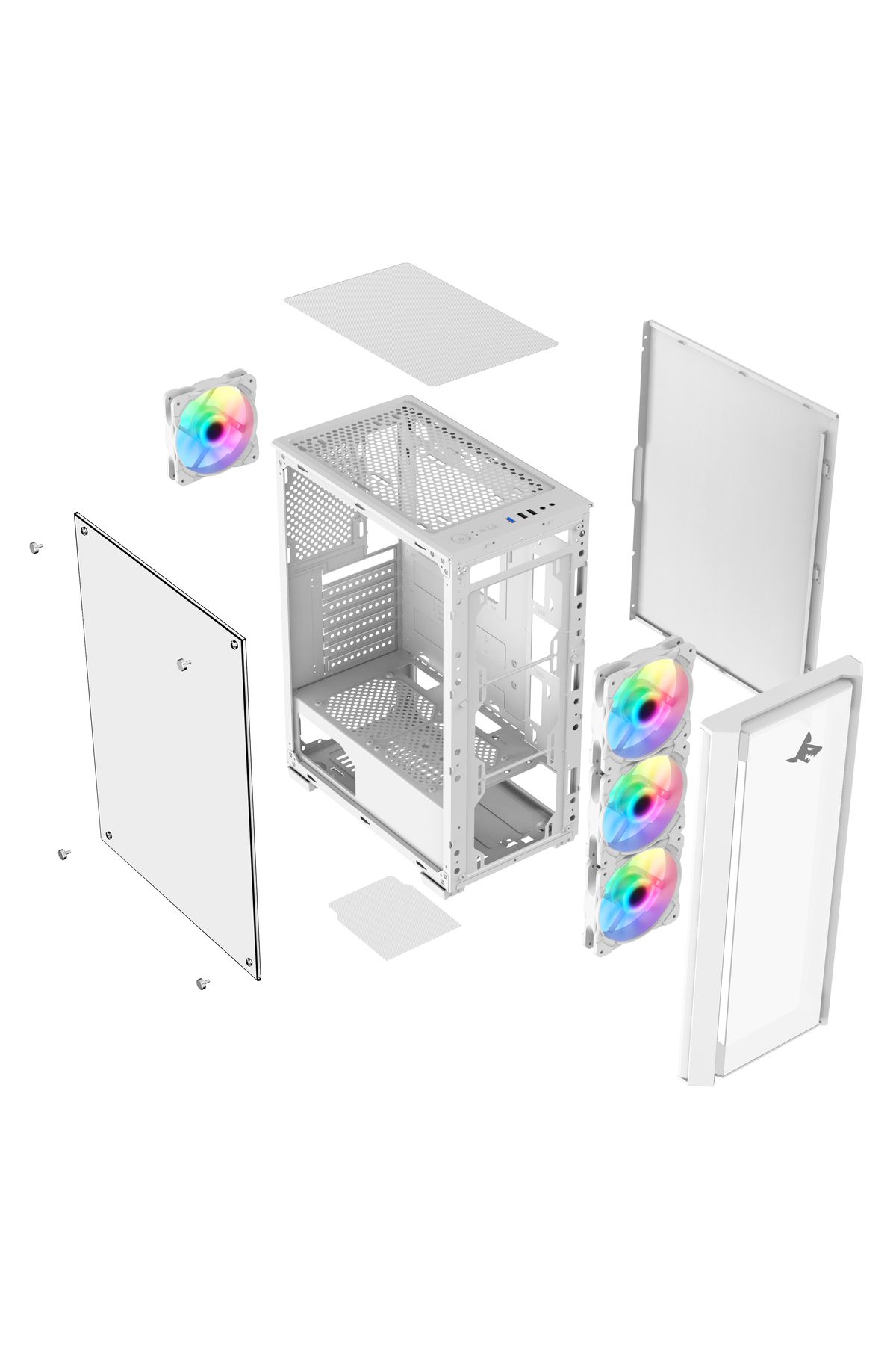 SHARX-CASE (S-200W)STRIKER ARGB ATX, 4x120mm Fans,Glass Panel, Type C Dongle,USB 3.0/2.0,Power/Reset 8