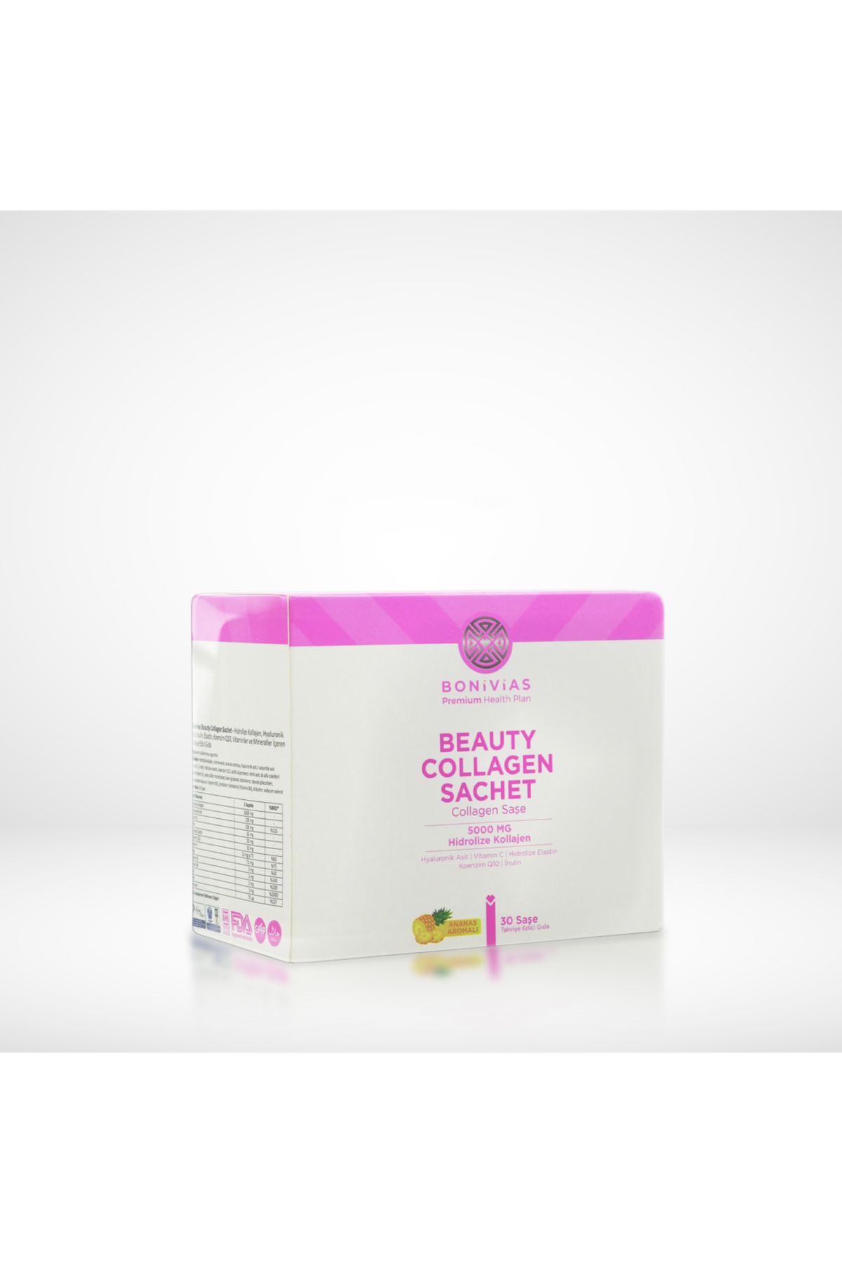 BONİVİAS Beauty Collagen Cure Hidrolize Kollajen, Hyaluronik Asit, Inulin, Elastin, Q10, Takviye Edici Gıda