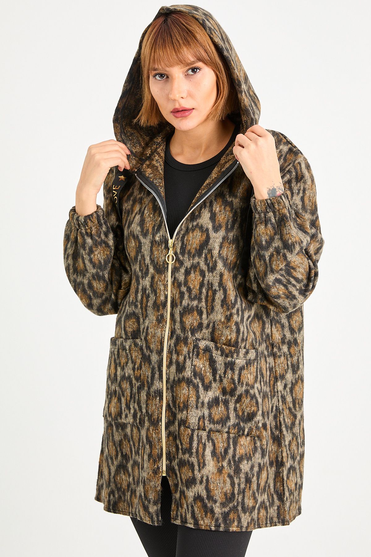 DPARİS-Leopard Print Hooded Cardigan 3