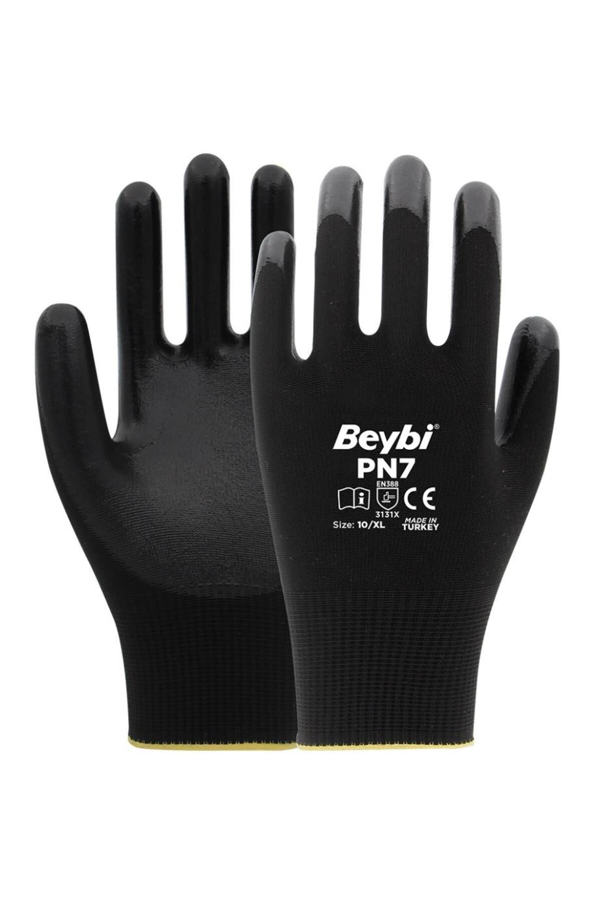 Beybi Pn7 Polyester Örme Nitril Eldiven - 2 Çift