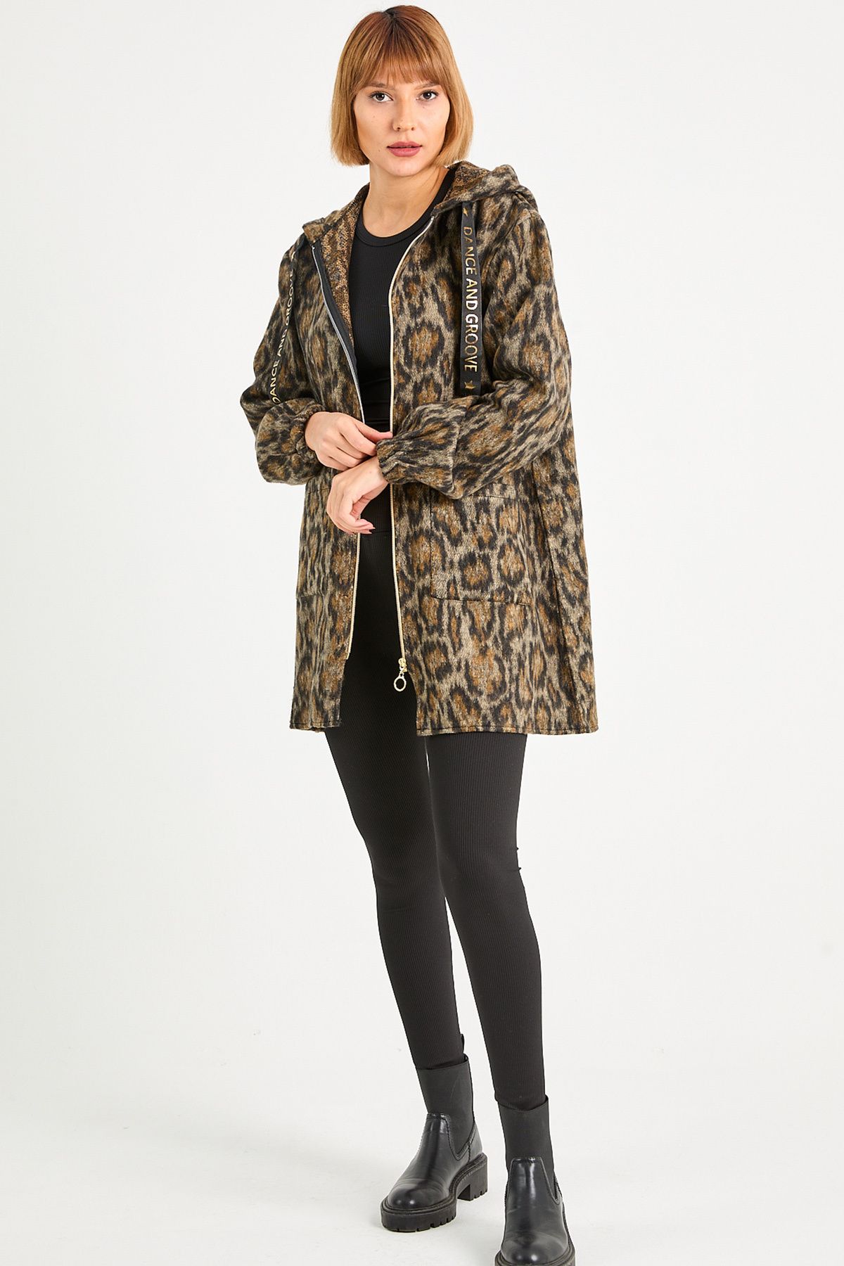 DPARİS-Leopard Print Hooded Cardigan 5