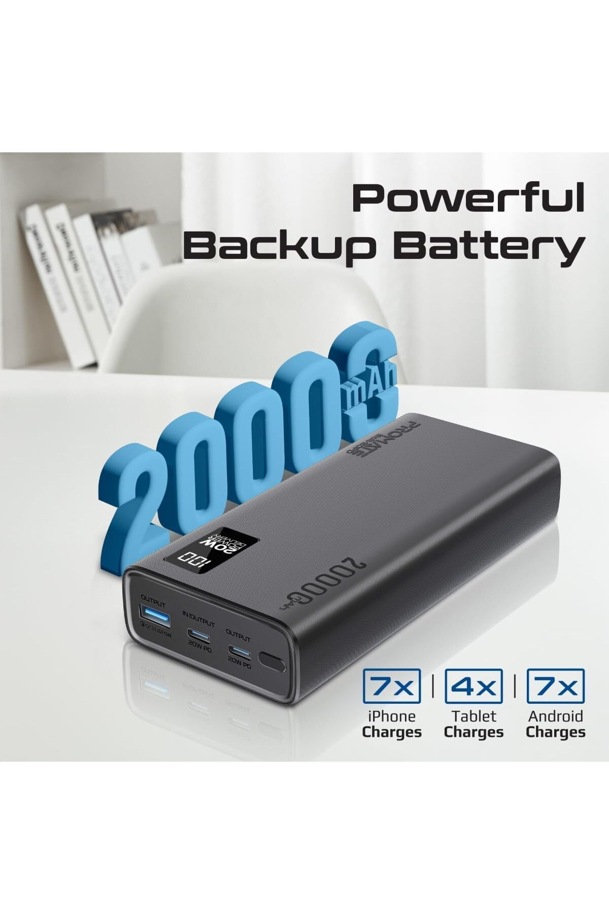 Promate-باور بانك 20000 مللي أمبير في الساعة فائق النحافة مع منفذ إدخال/إخراج USB-C بقوة 20 وات 2