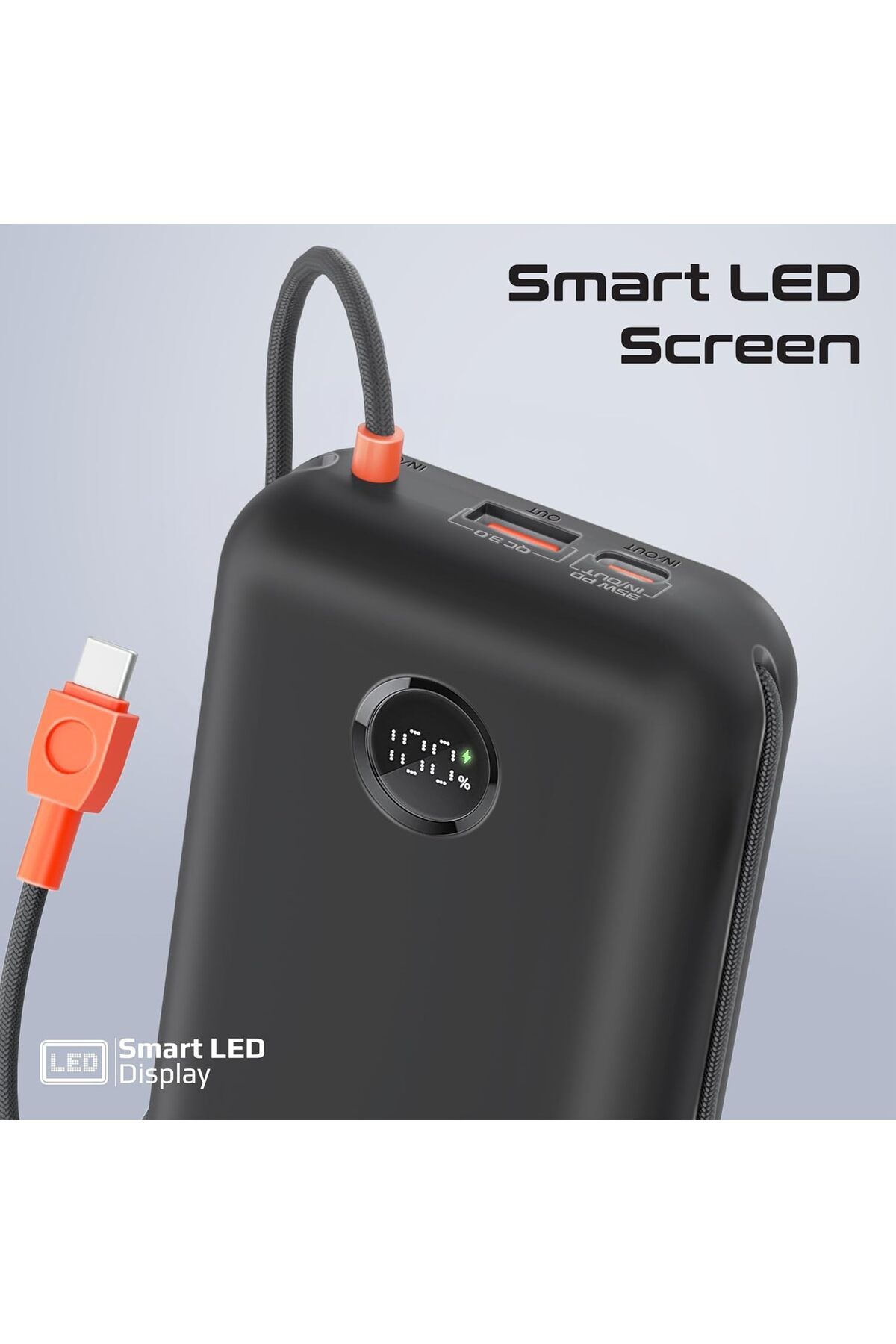 Promate-باور بانك 4 في 1 بسعة عالية 30000 مللي أمبير في الساعة 35 وات، مع كابل USB-C مدمج 5