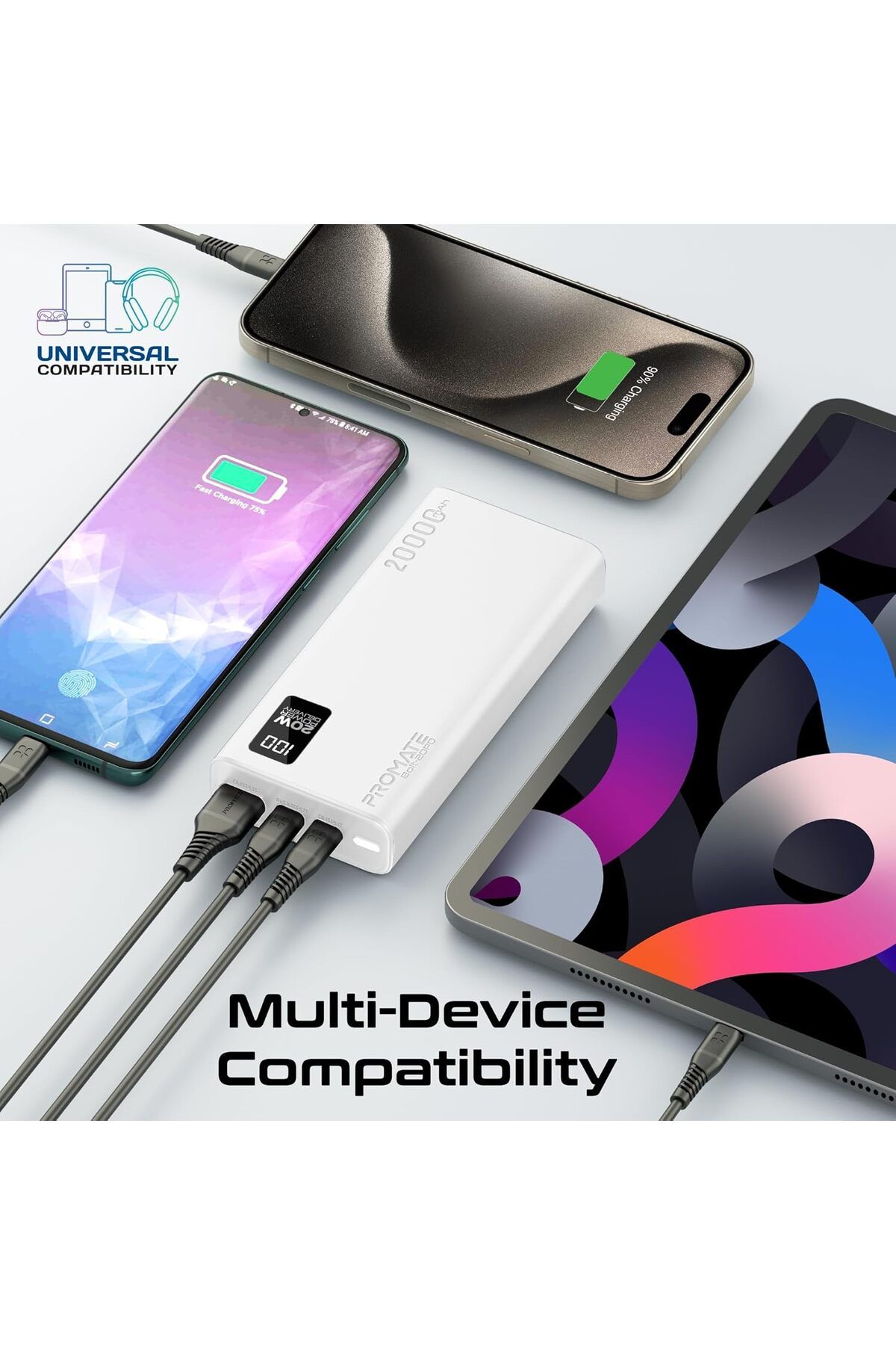 Promate-Power Bank 20000mAh Ultra-Slim with 20W USB-C Input/Output Port 4