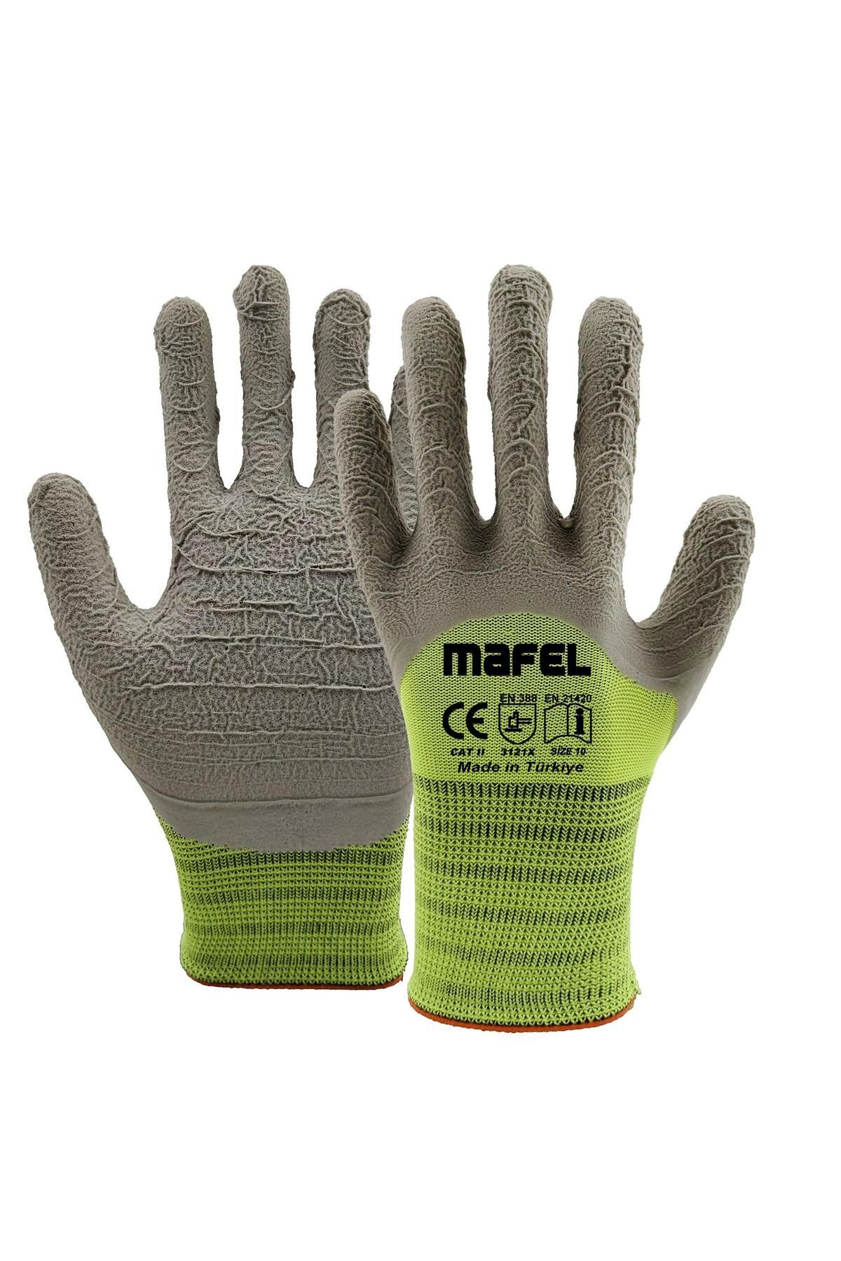 Mafel Mf-82/83 Pütürlü Neon Yeşil Lateks Iş Güvenlik Eldiven - 10/xl - 1 Çift - Paket