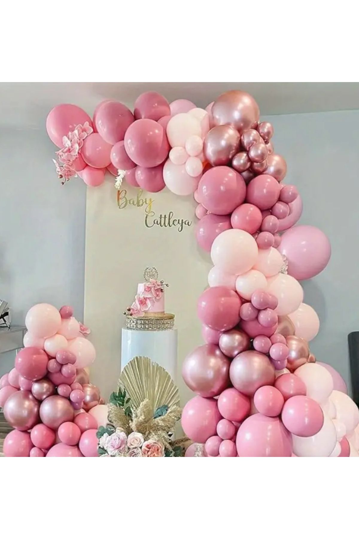 Çemrek Süs Parti Pembe Tonları Balon Zinciri Seti 100'lü