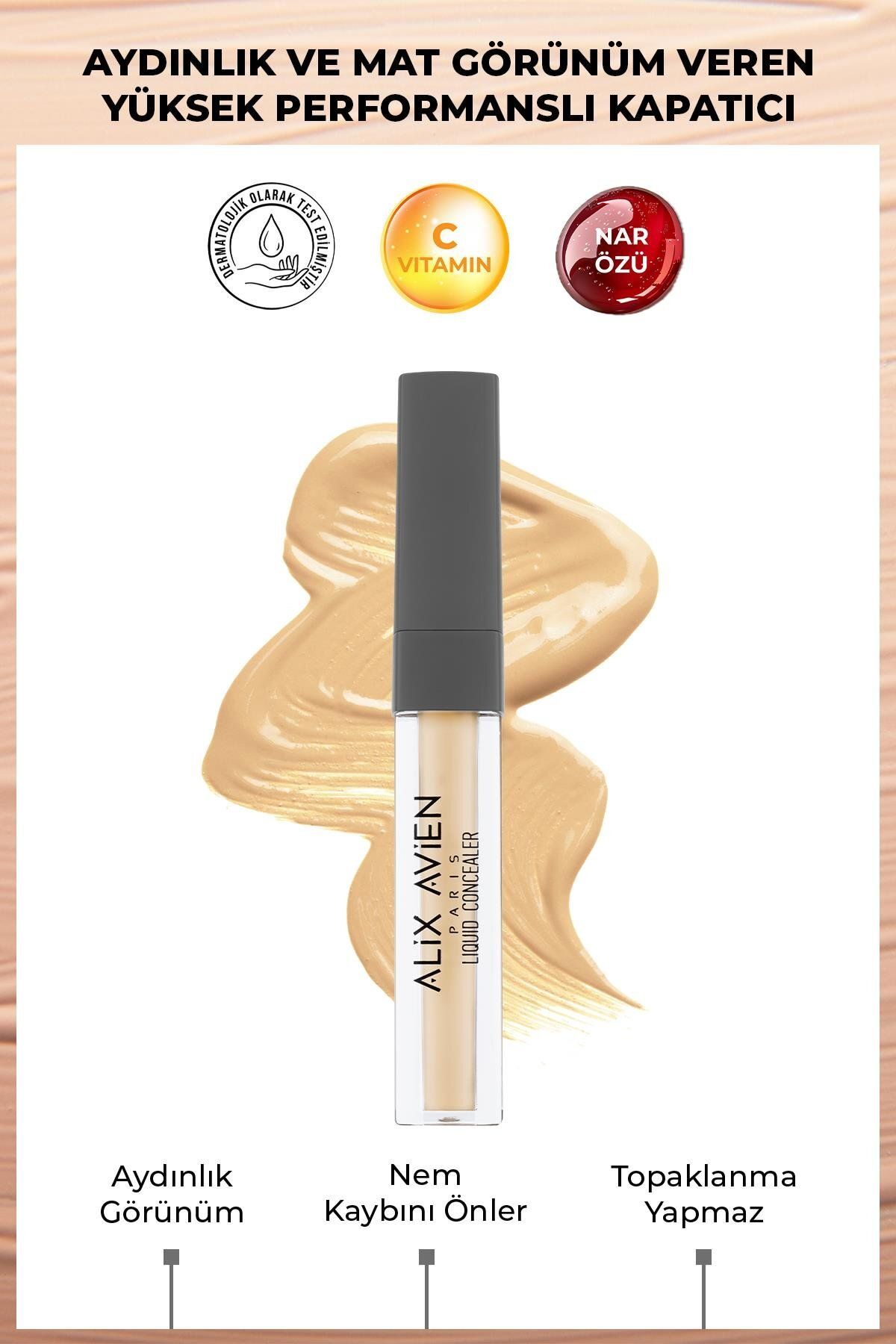 Alix Avien-Intense Liquid under Eye Concealer with Luminous Appearance - Liquid Concealer 107 Warm Desert 1