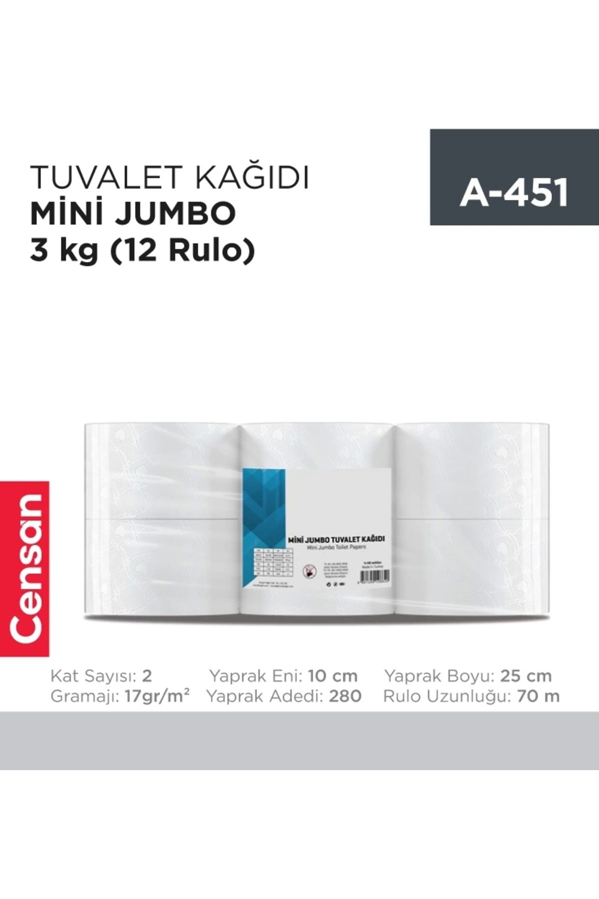 Promosyon Zinciri TUVALET KAĞIDI MİNİ JUMBO 12 Lİ 3 KG (TAMİ) (6400)