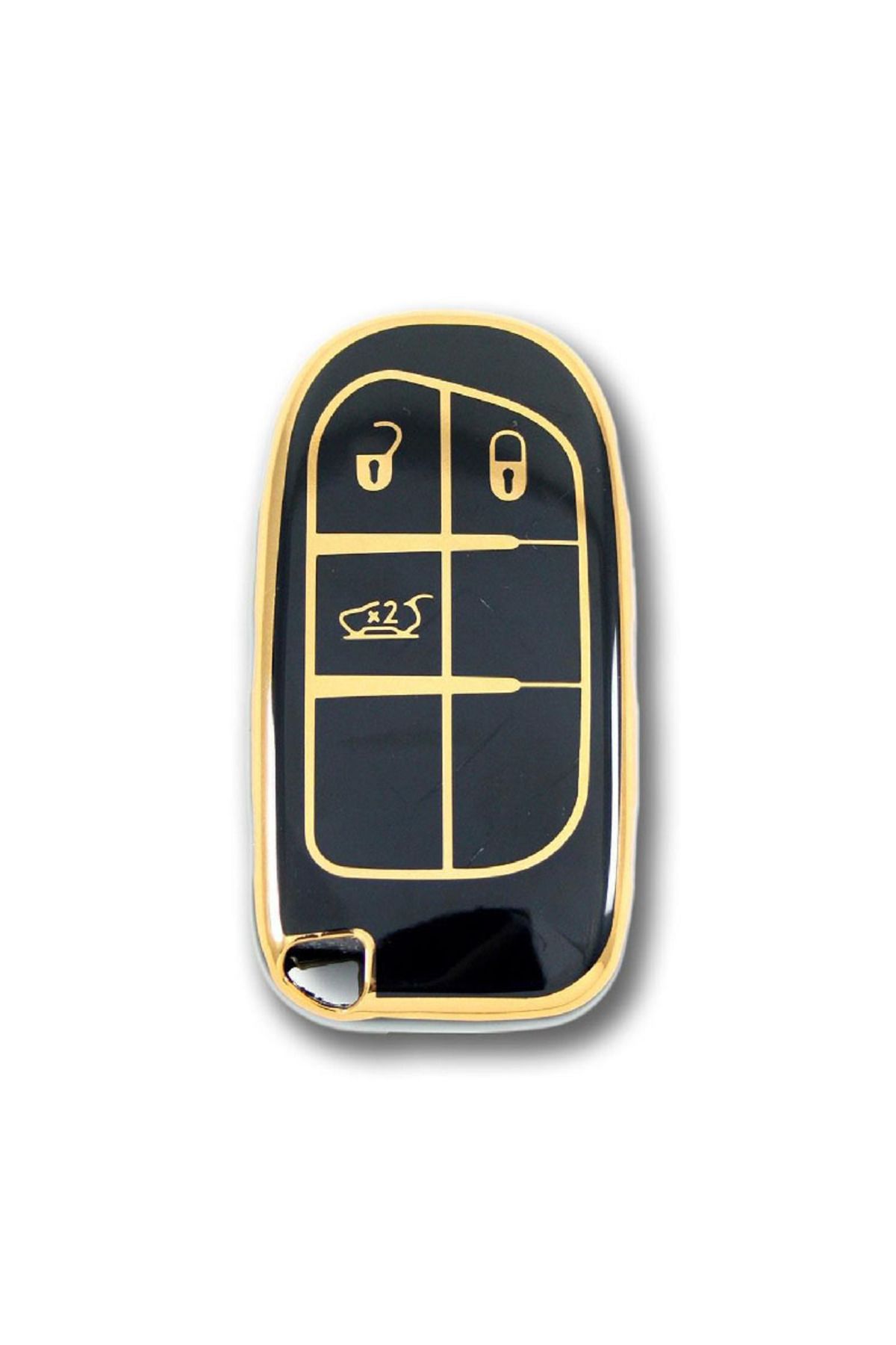 Luxe Aksesuarr Fiat Jeep Smart Koruma Anahtar Kumanda Nano Silikon Kılıfı 3 buton Siyah Gold