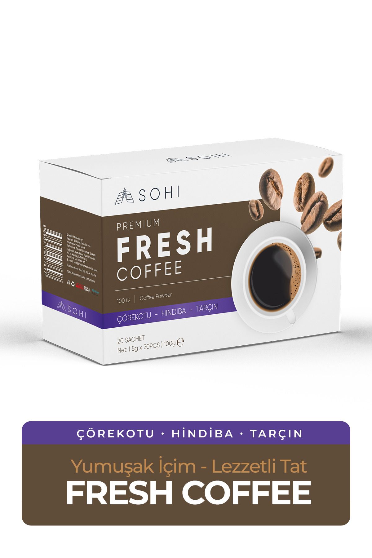 SOHİ PREMIUM FRESH COFFEE ÇÖZÜLEBİLİR KAHVE 100GR 20 Lİ