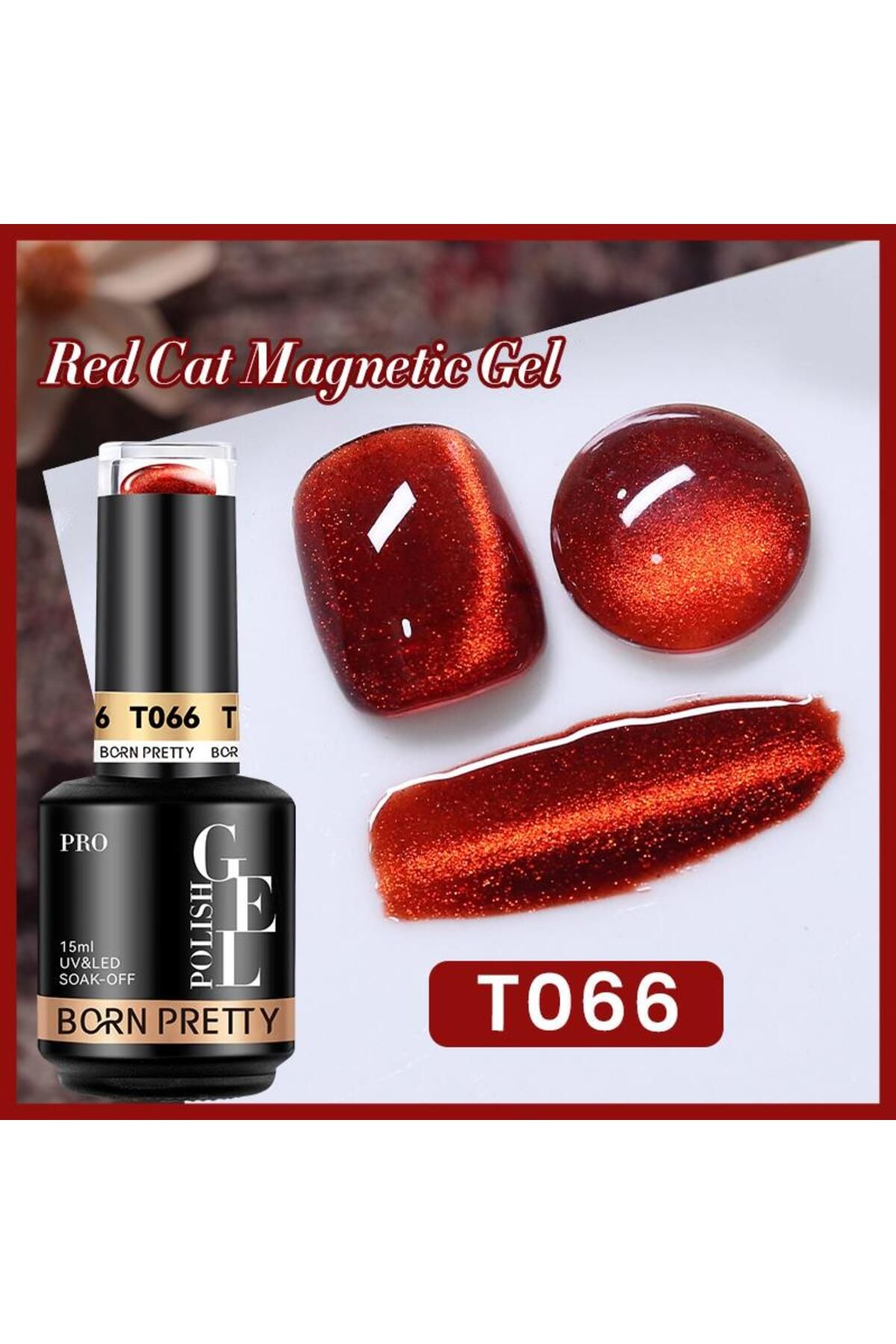 Born Pretty 15ml Hema Free Red Cat Magnetic Kalıcı oje T66 (60219)