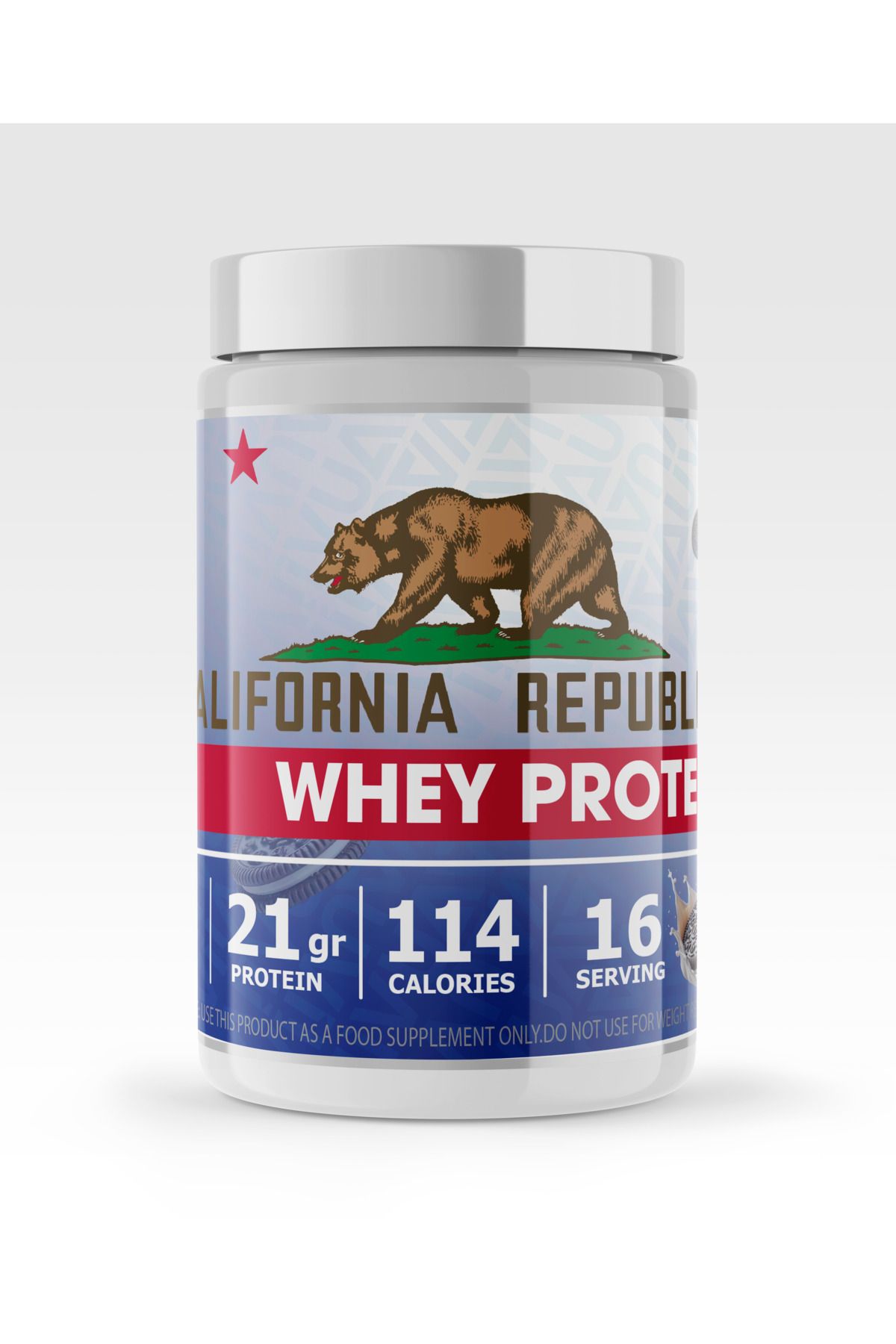 CALIFORNIA REPUBLIC Whey Protein - 480Gr - Aromalı - 16 Servis - Beyaz