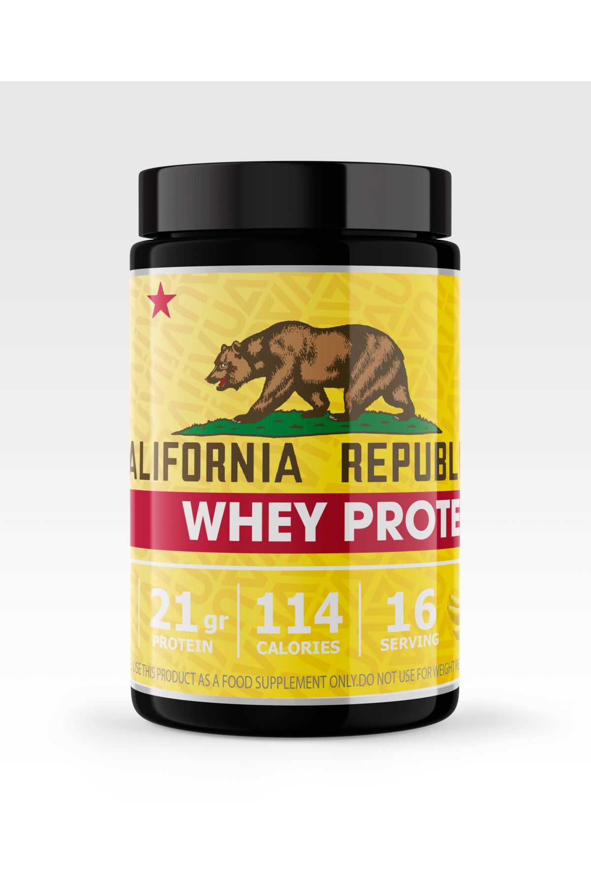 CALIFORNIA REPUBLIC Whey Protein - 480Gr - Muz Aromalı - 16 Servis - Siyah