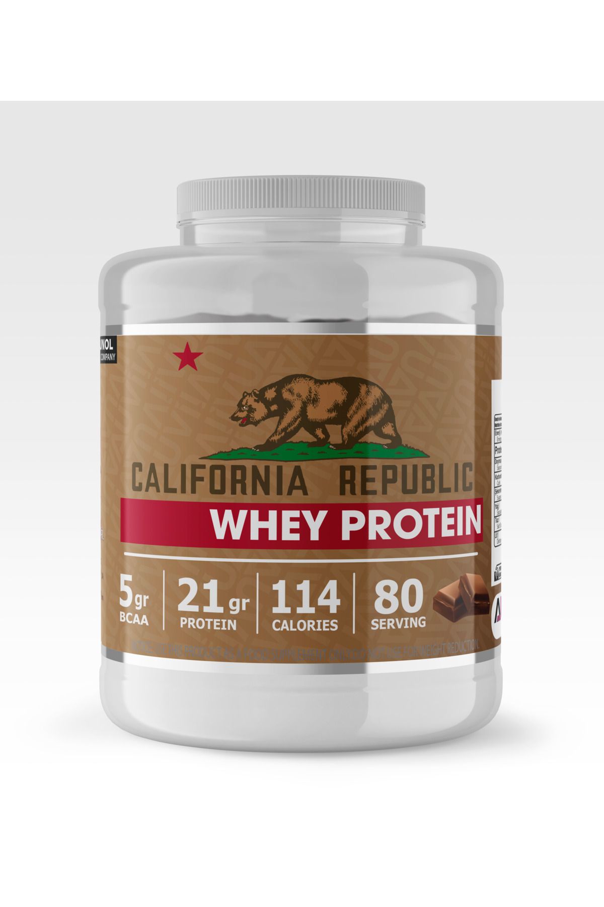 CALIFORNIA REPUBLIC Whey Protein - 2400Gr - Çikolata Aromalı - 80 Servis - Beyaz