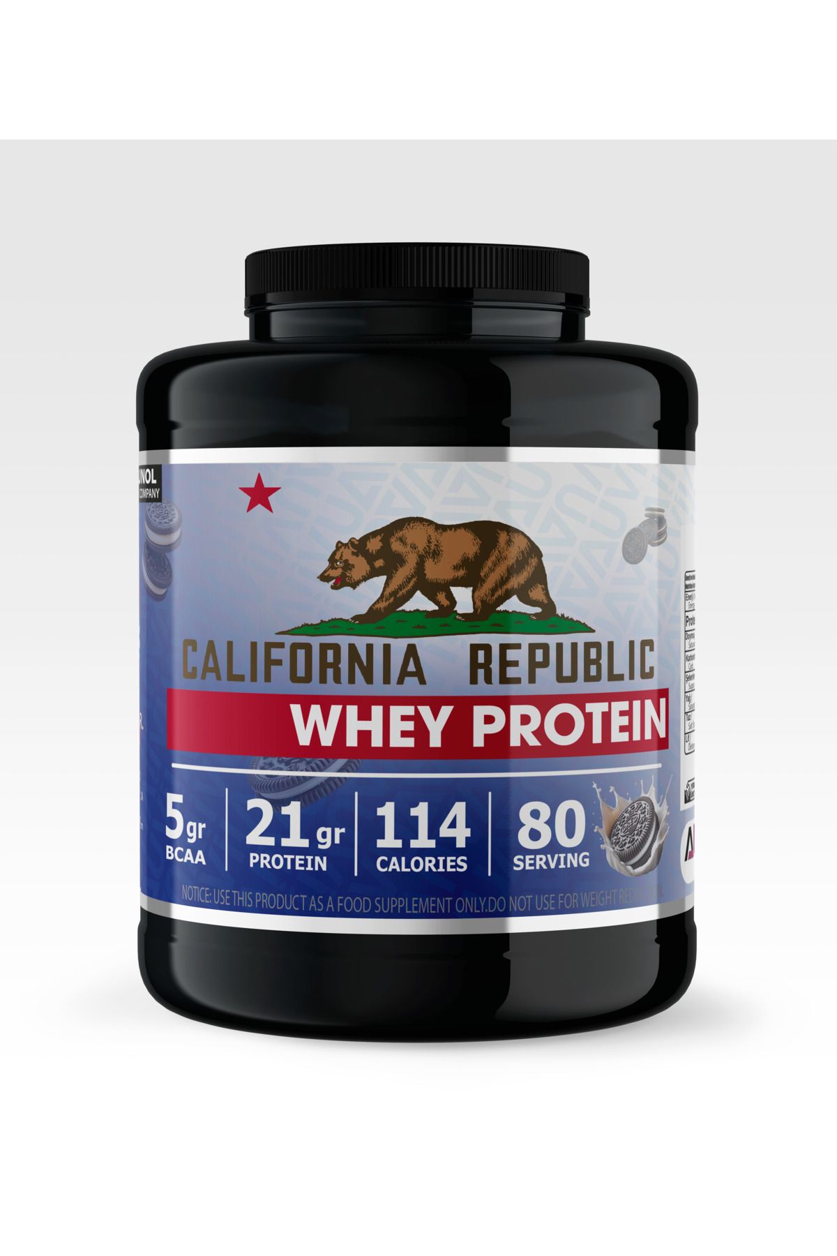 CALIFORNIA REPUBLIC Whey Protein - 2400Gr - Aromalı - 80 Servis - Siyah