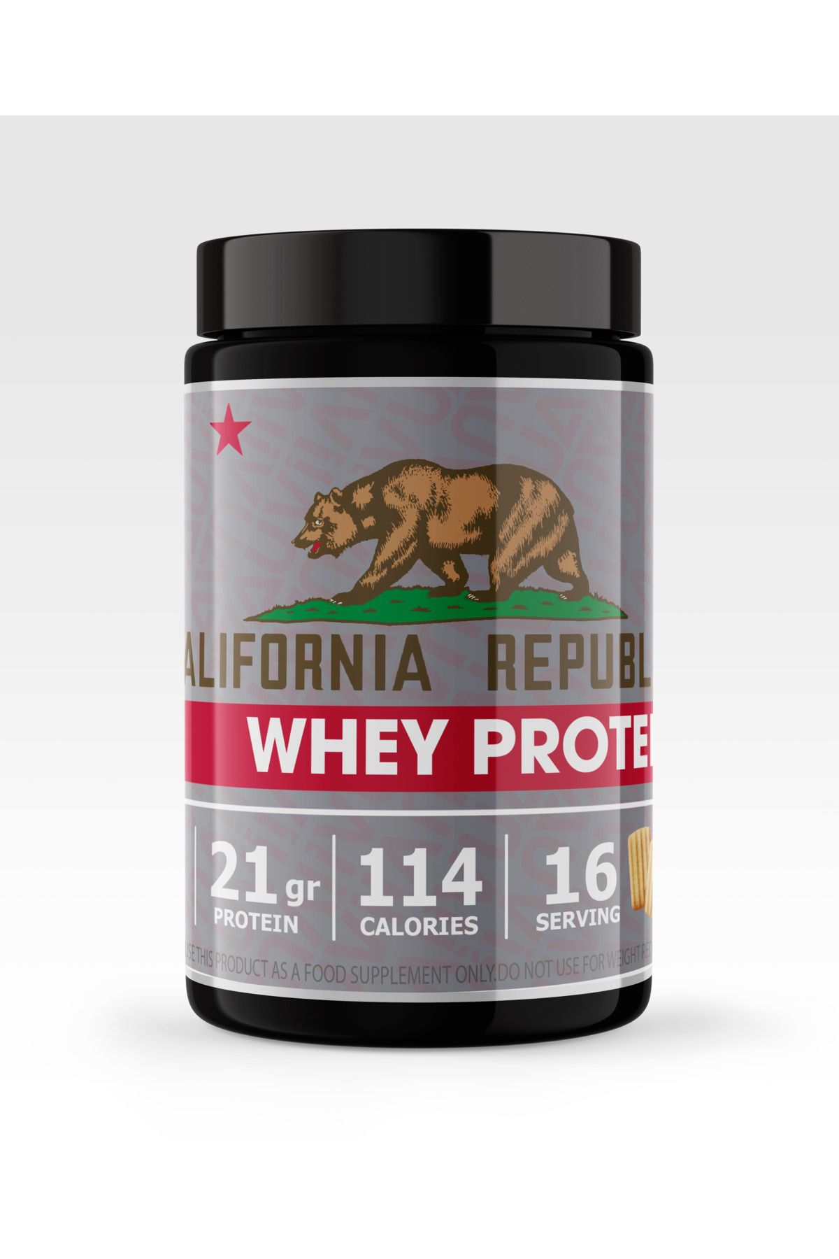 CALIFORNIA REPUBLIC Whey Protein - 480Gr - CiciBebe Aromalı - 16 Servis - Siyah