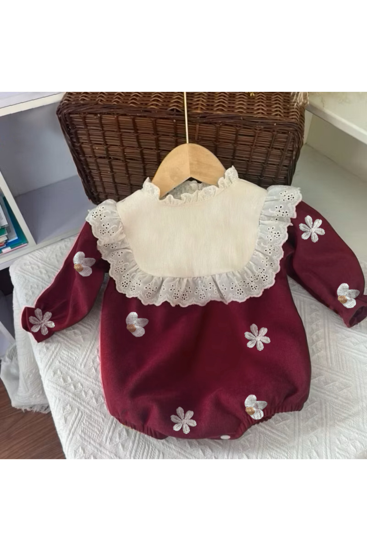 melek golden Kız Bebek Tulum Dantelli Uzun Kollu fotoğrafı 3 (önizleme)