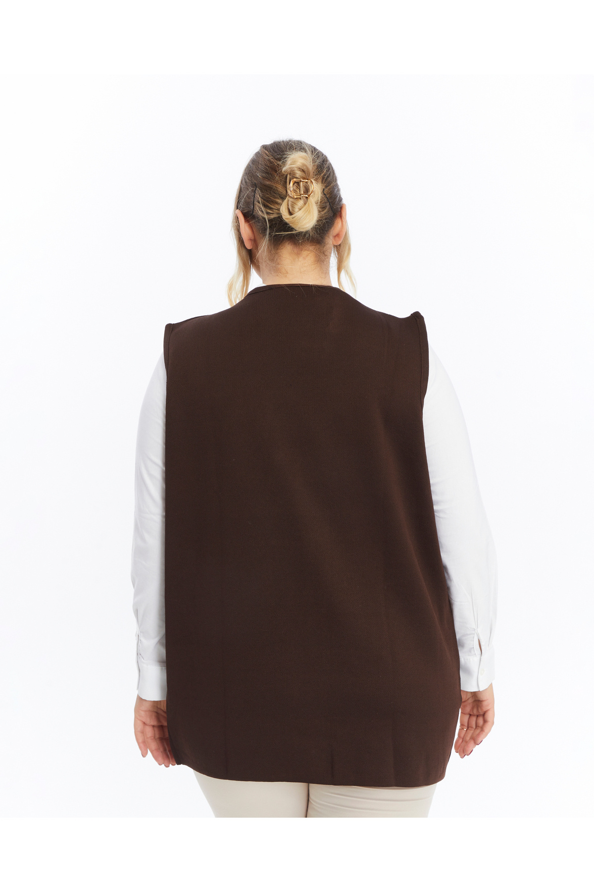 Elvin-Knitwear Women's Large Size Thick Non-Pilling Winter Mother Vest 7