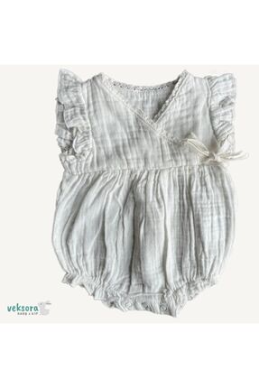 VEKSORA "lily" Organik Müslin Romper Beyaz / Organic Muslin Romper White