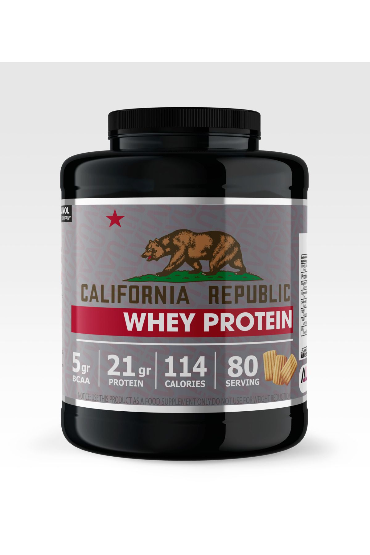 CALIFORNIA REPUBLIC Whey Protein - 2400Gr - CiciBebe Aromalı - 80 Servis - Siyah