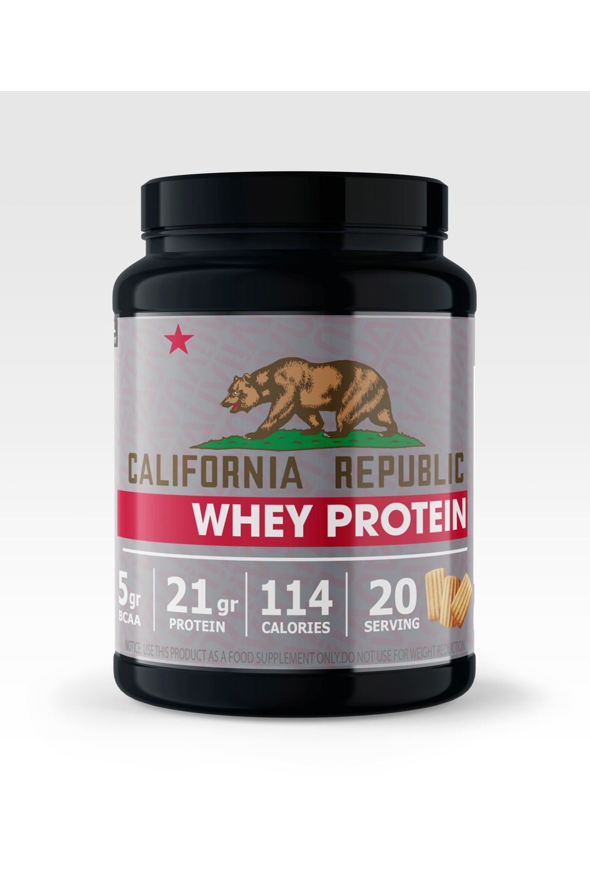 CALIFORNIA REPUBLIC Whey Protein - 600Gr - CiciBebe Aromalı - 20 Servis - Siyah