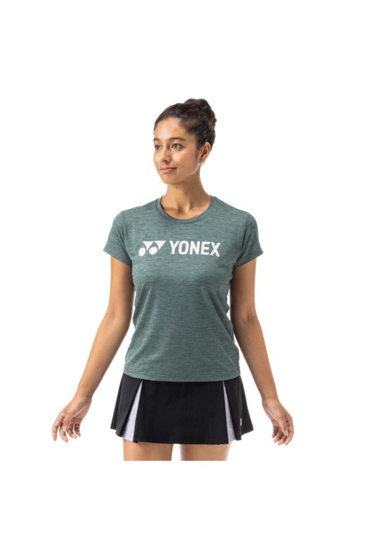 YONEX-تي شيرت نسائي باللون الأخضر الزيتوني - 16689 3