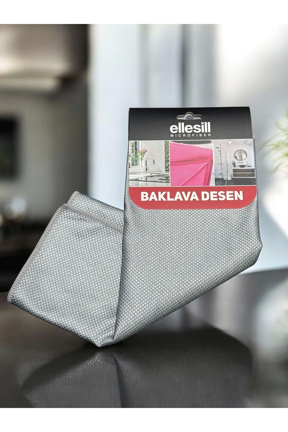 Baklava Desen Mikrofiber Bez Gri Renk - (1 ADET)