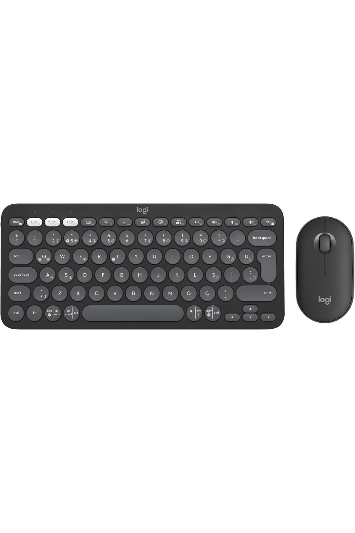 STOREMAX daliashops Pebble 2 Set Çoklu Cihaz Özellikli Sessiz Kablosuz Türkçe Q Klavye ve Mouse Seti - Si
