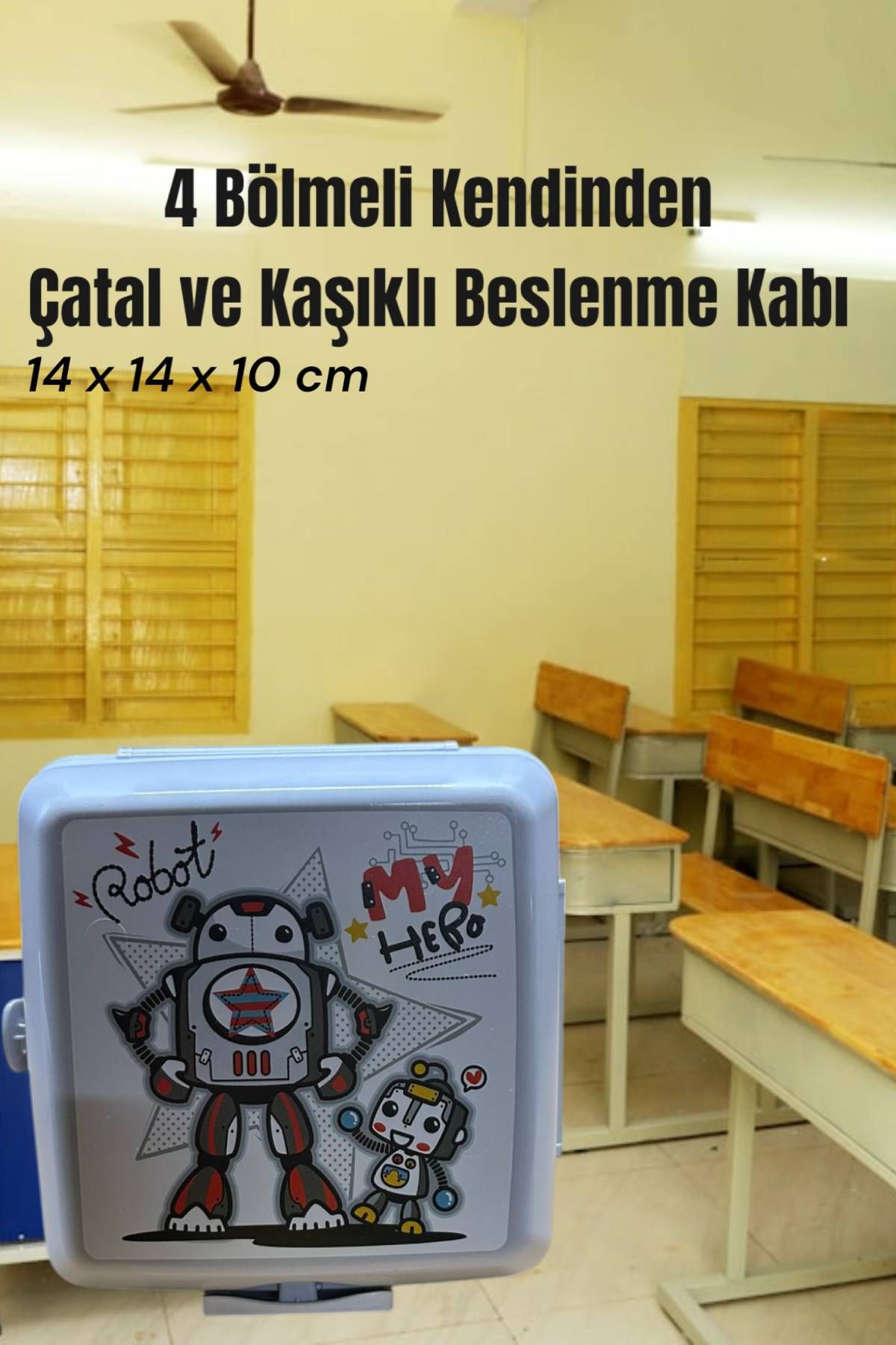 MEDUSHOP 4 Bölmeli Beslenme Kabı Gri Renk