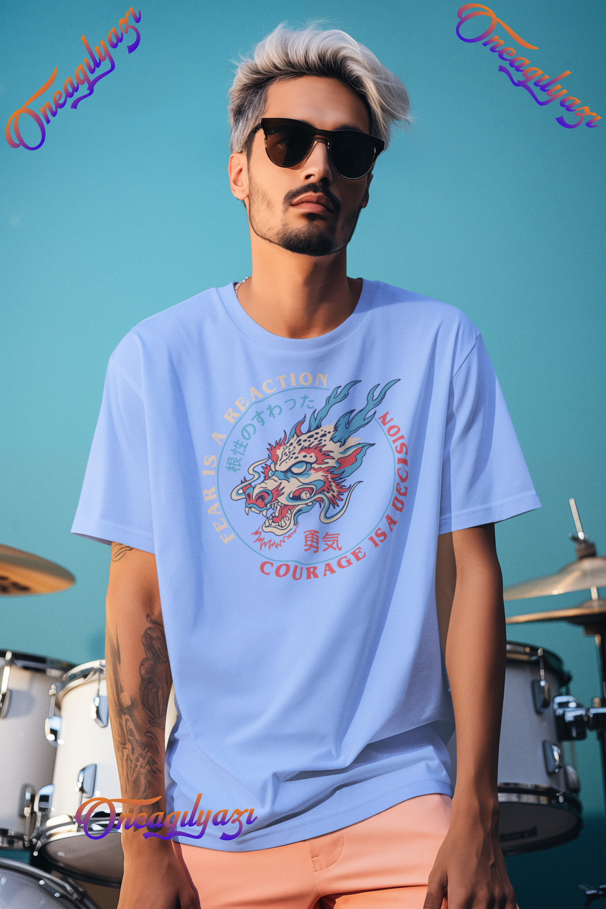 yombaa Fear Dragon Printed Oversize T-Shirt