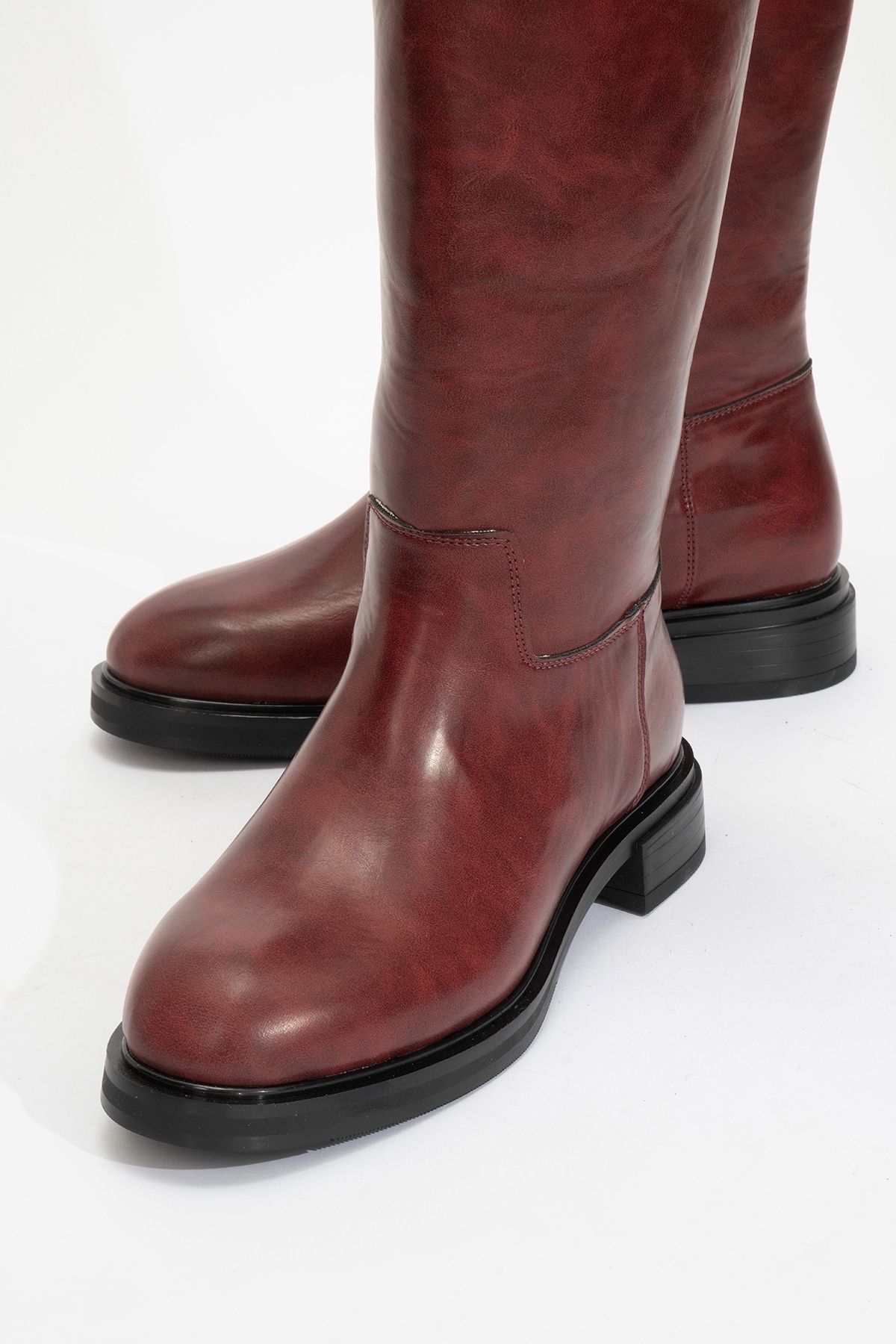 LuviShoes-ALASKA Claret Red Skin Damen-Reitstiefel 3