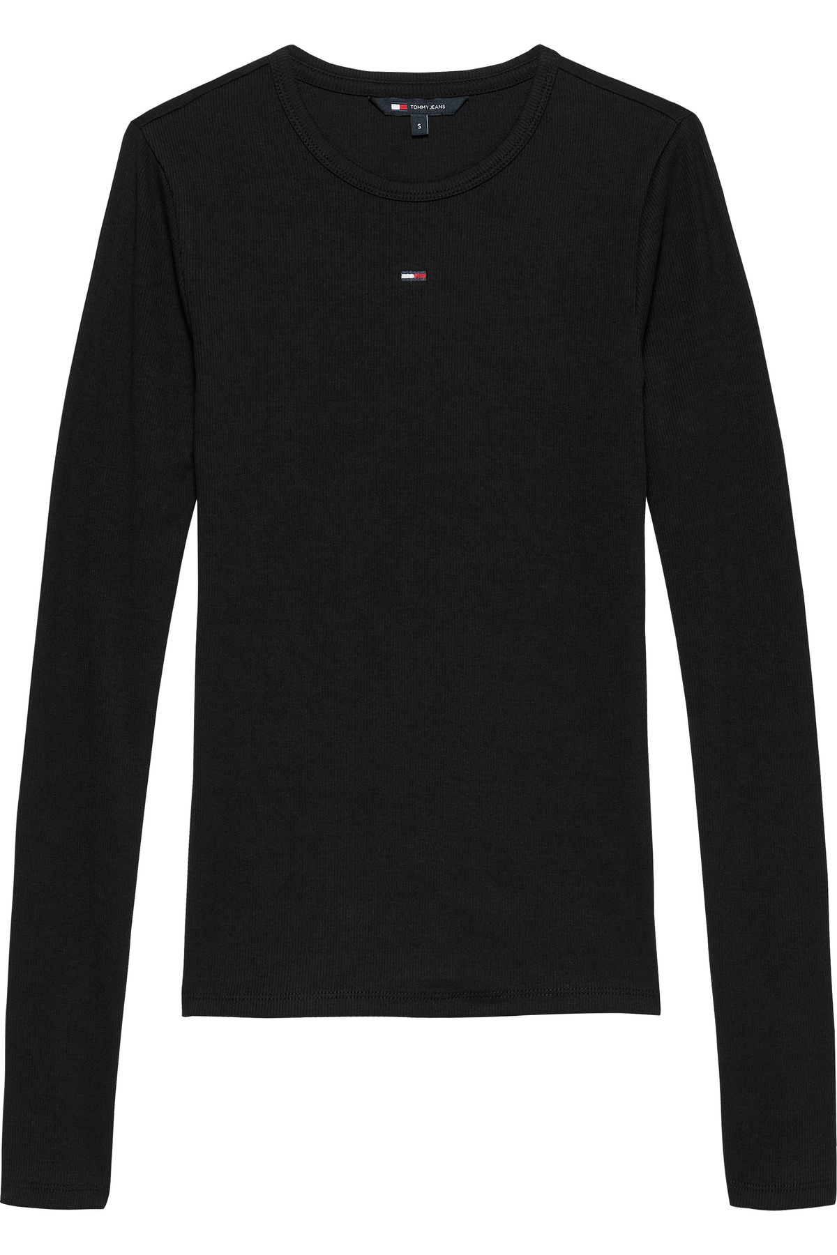 Tommy Hilfiger Fekete, kerek nyakú, hosszú ujjú texturált nadrág