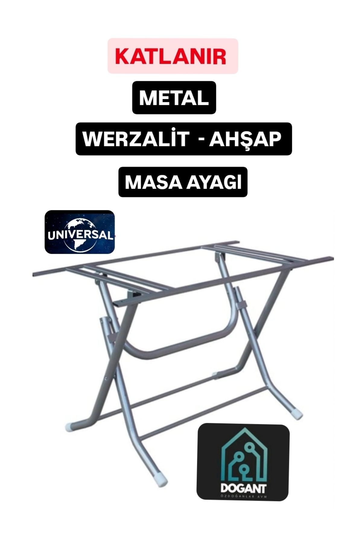 Dogant Metal Katlanır Ahşap-Werzalit 80x80   Masalar Için Katlanabilir Masa Ayağı