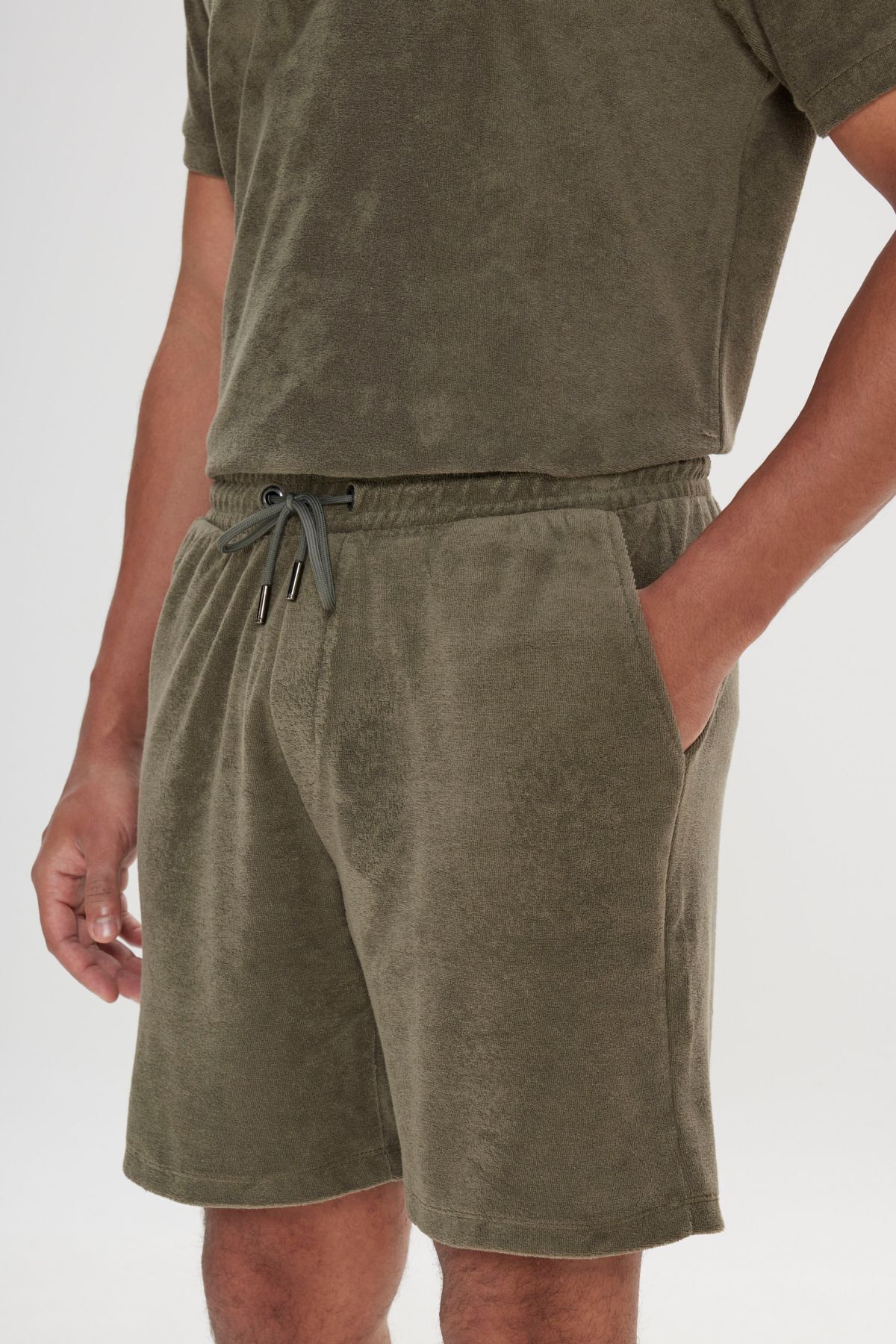 ALTINYILDIZ CLASSICS-Men's Khaki Standard Fit Regular Cut Towel Shorts 4