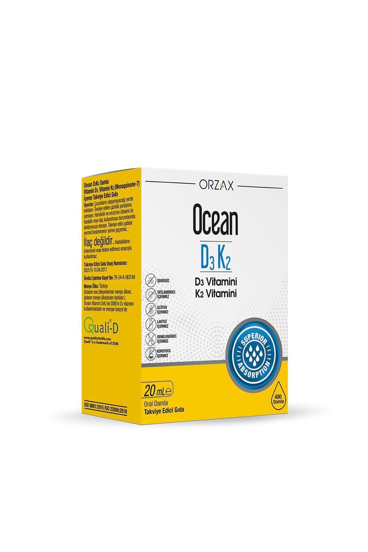 Orzax Ocean Orzax Vitamin D3 K2 Damla 20ml