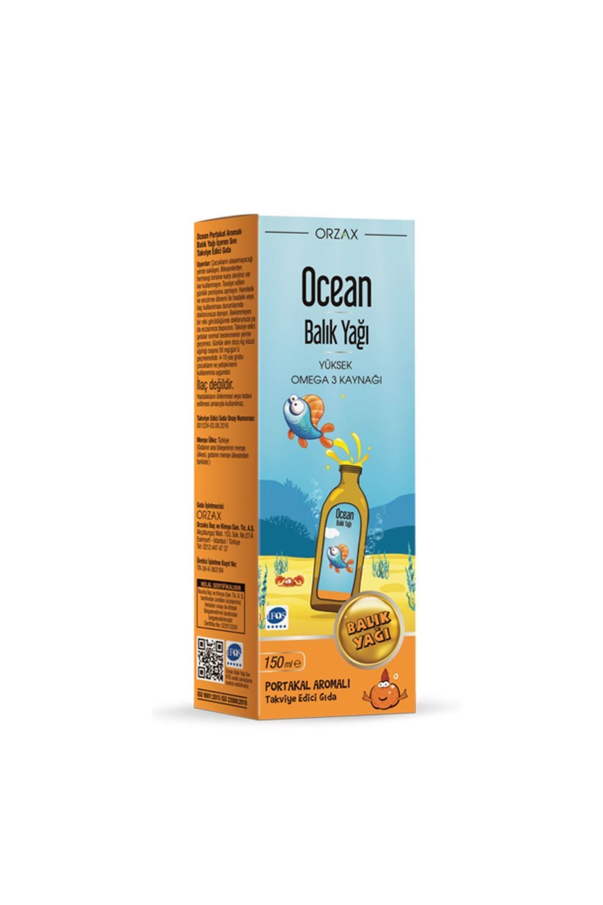 Orzax Ocean Balık Yağı Şurubu Portakal Aromalı 150ml