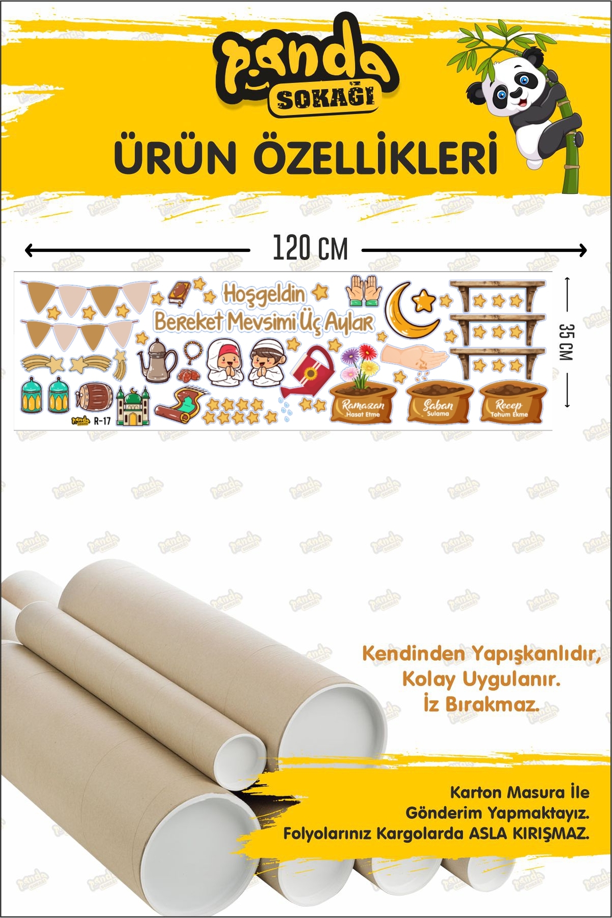 PANDA SOKAĞI Üç Aylar Mega Set Recep Şaban Ramazan Cam Duvar Kapı Sticker Seti fotoğrafı 3 (önizleme)