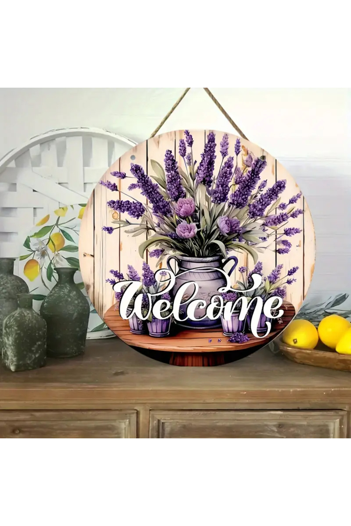 Ahşap Lavanta Desenli Ahşap Kapı Süsü Ev Dekorasyonu 3