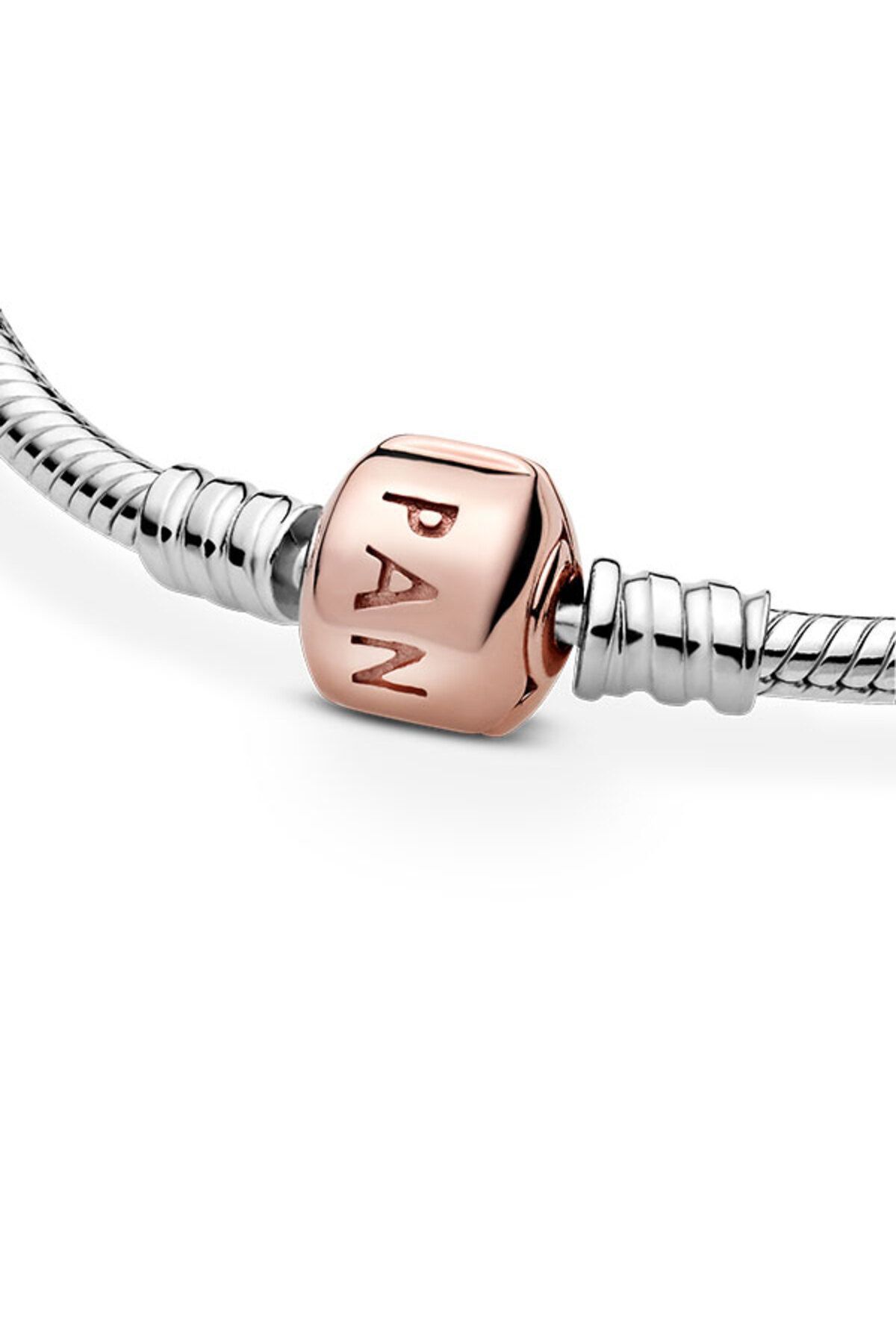دستبند نقره ای قهوهای زنانه لحظات 14 مراقبت از استرلینگ طلای صورتی Pandora