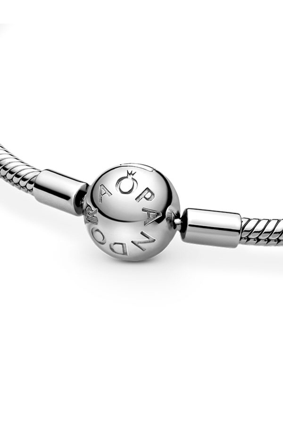 دستبند نقره ای قهوهای زنانه لحظه های گیره مسطح Pandora
