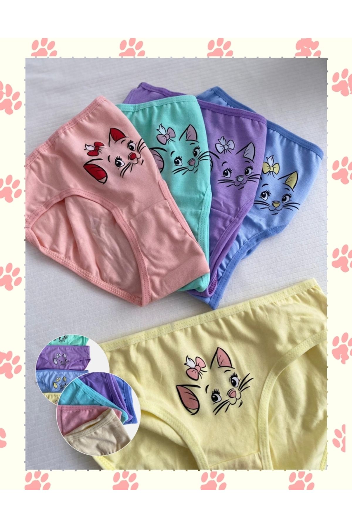 ALYA UNDERWEAR-Cat Printed Cotton Girls' Panties, Colorful Slip Panties 3