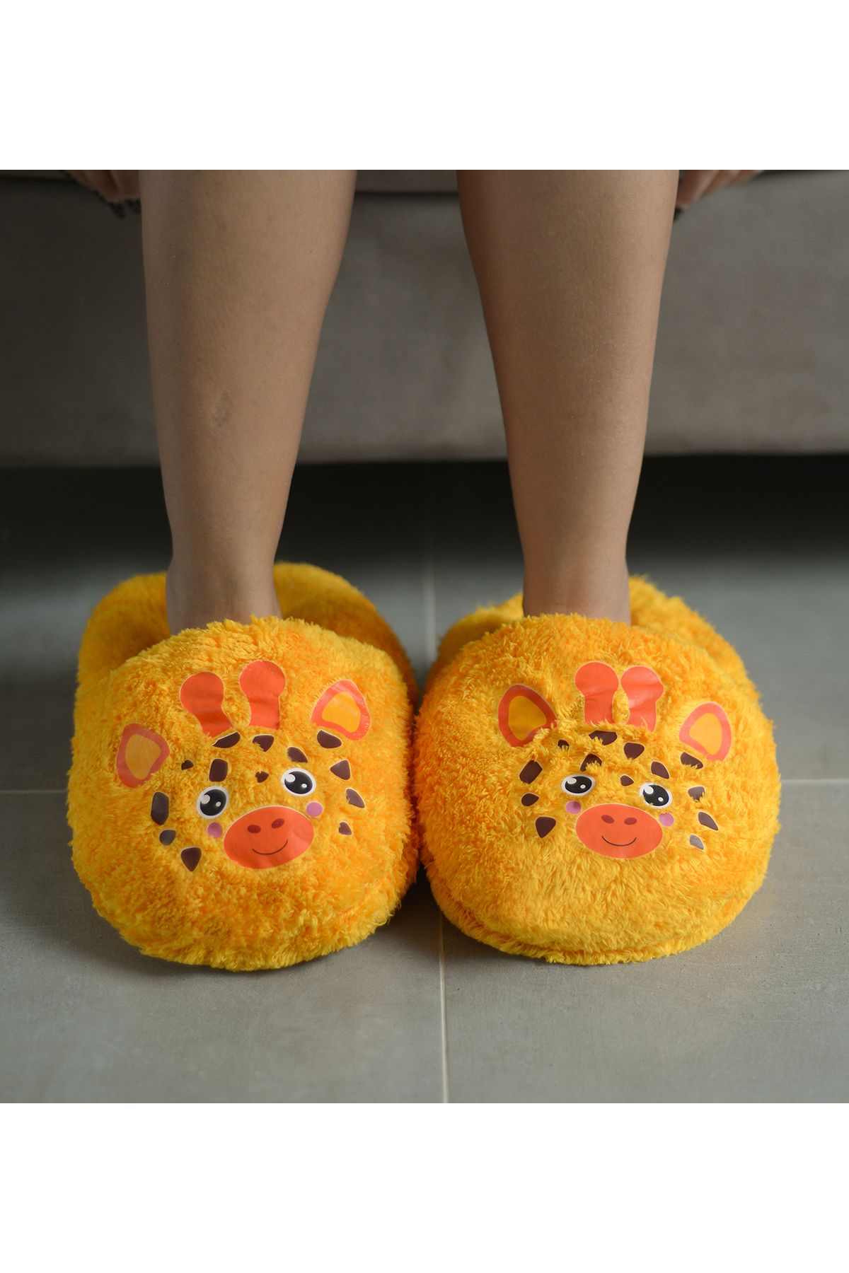 Özgüner Oyuncak-Animal Print Plush Couple Slippers 2