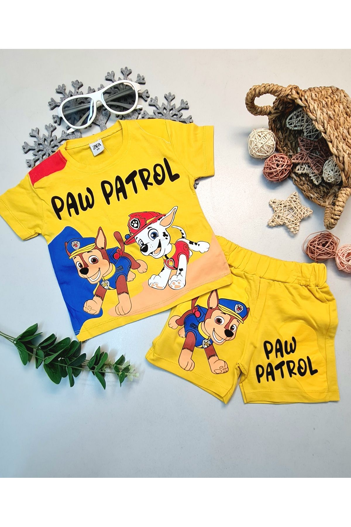 CemBebe Erkek Bebek Paw Patrol Yazılı Kısa Kol Şort Takım