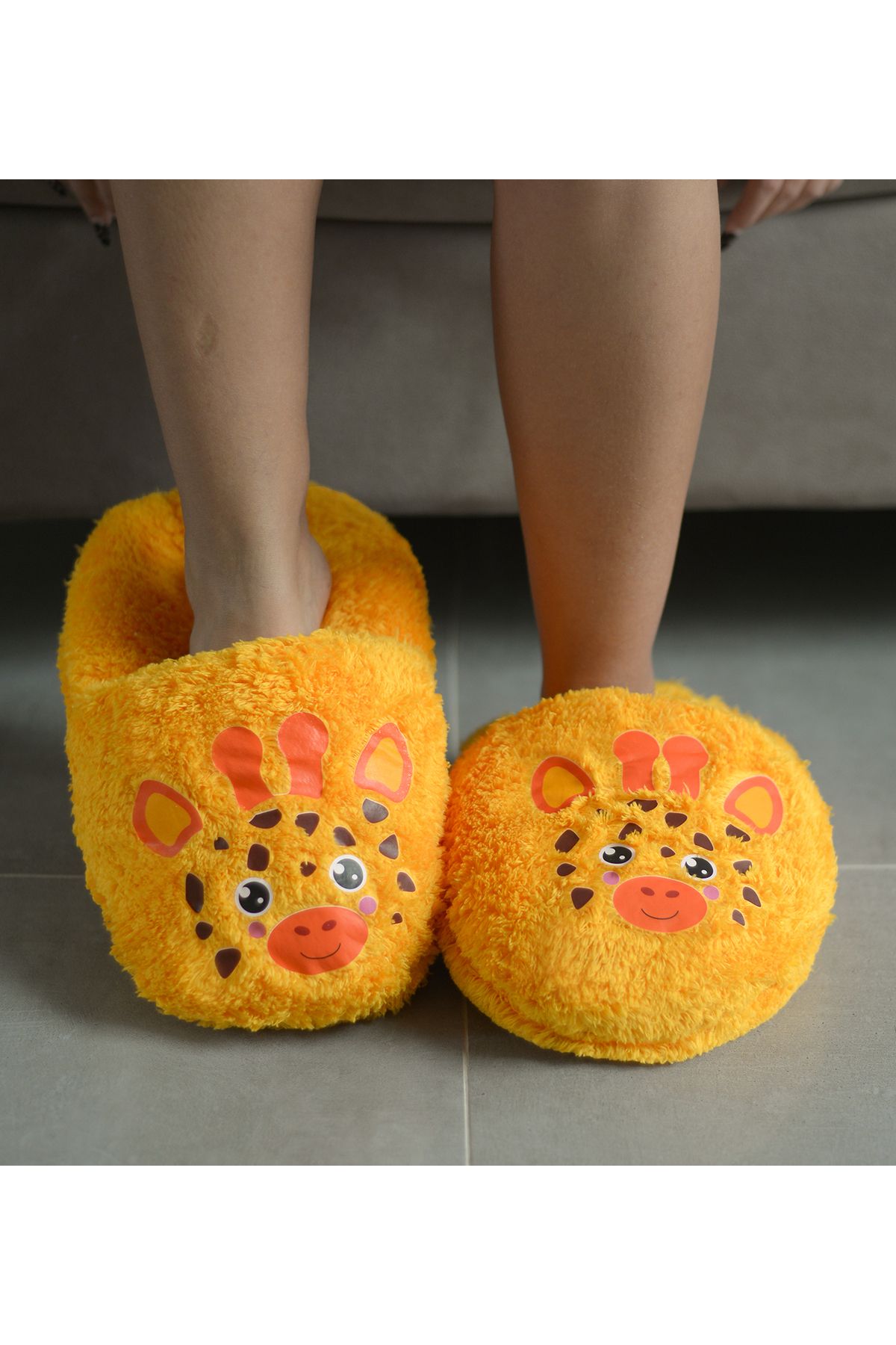 Özgüner Oyuncak-Animal Print Plush Couple Slippers 1