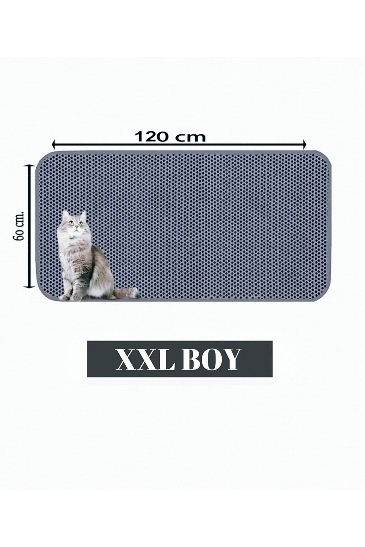 AKTUNÇ Xxl Büyük Boy Elekli Tuvalet Önü Gri Kedi Kumu Paspası 60x120 Cm