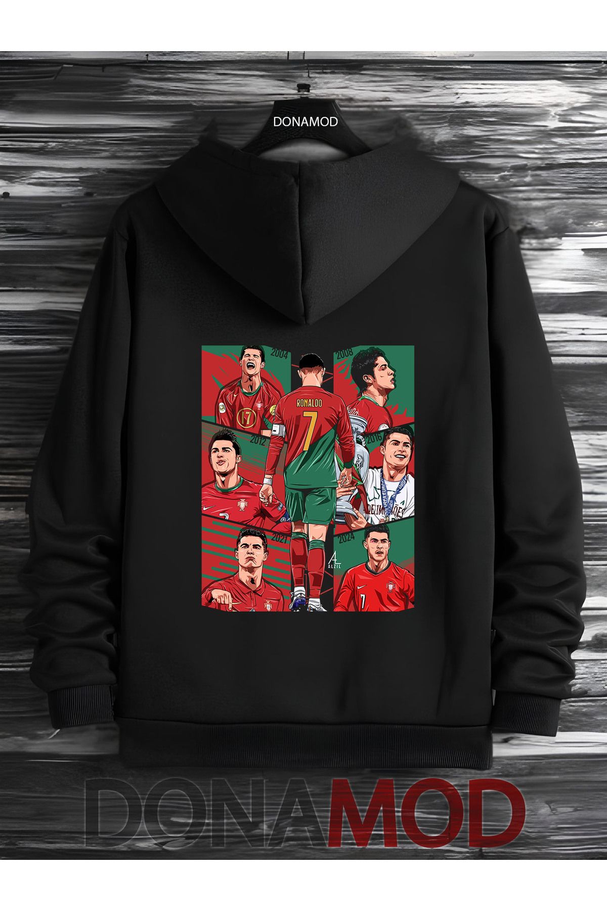 donamod Unisex Oversize Hooded Football Sports Top Cr7 رونالدو مسی مارادونا نیمار پله سویشرت